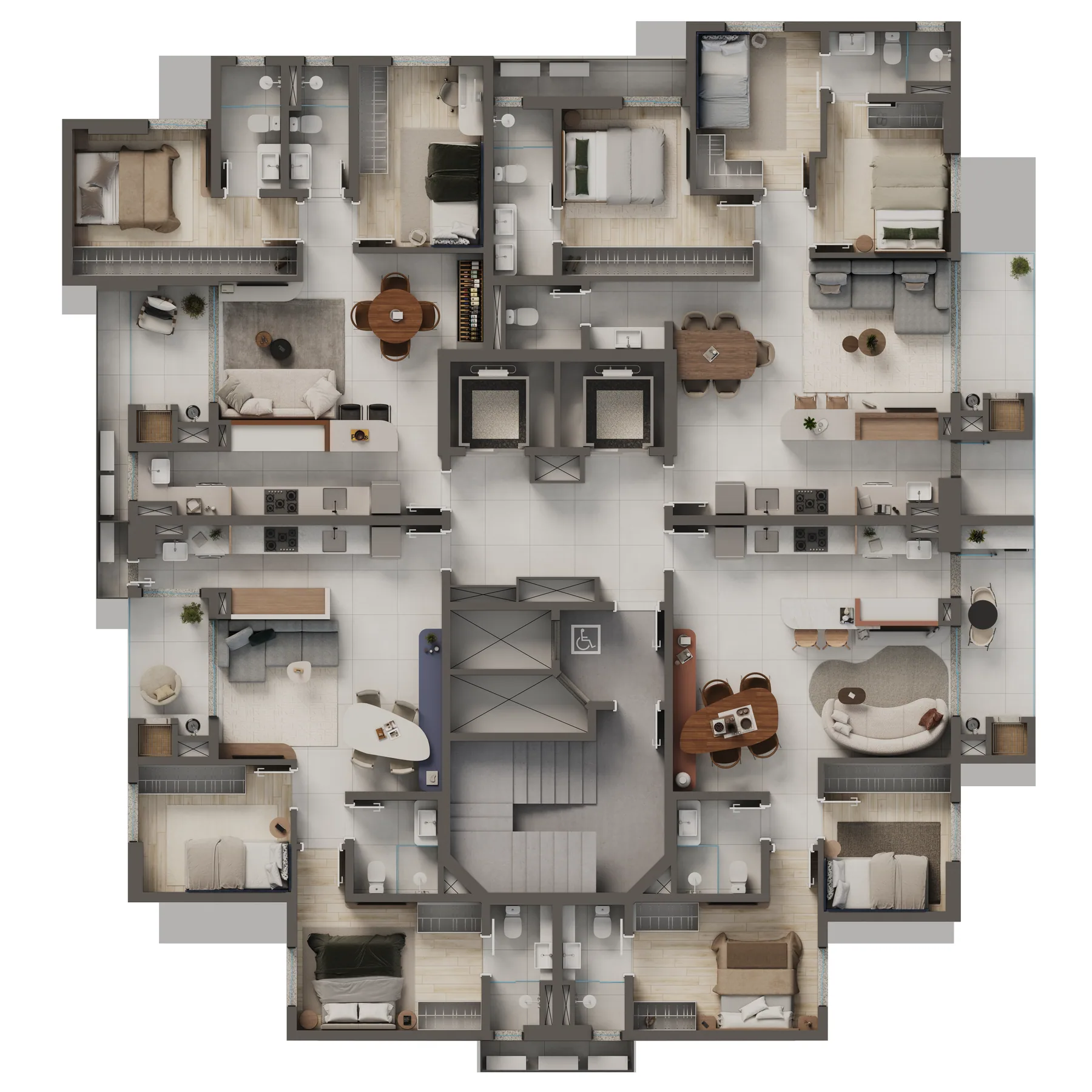 Planta humanizada do pavimento tipo do Edifício 447